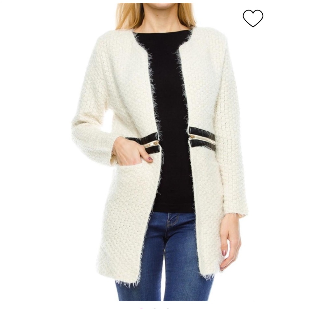 BLVD textured long cardigan zipper sweater